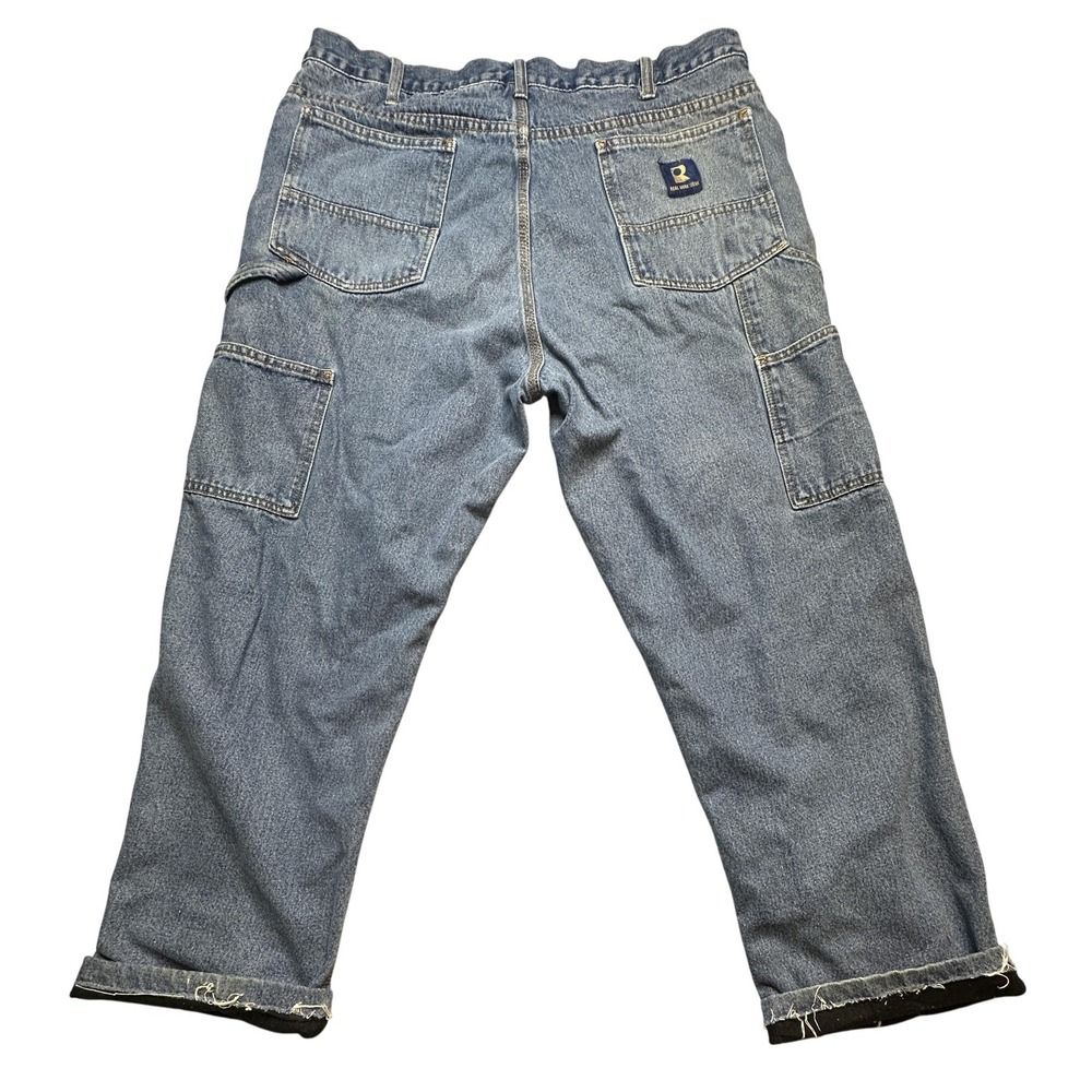 Real‎ Work Wear Jeans Mens 36x27 Blue Carpenter Fleece Lined Work Pants Utility